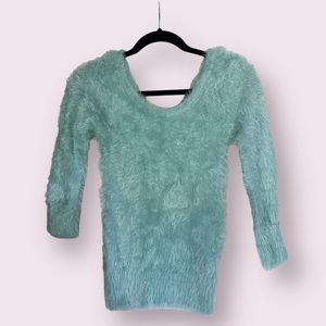 Stretchy eyelash-fuzzy mint blue Hot Topic sweater